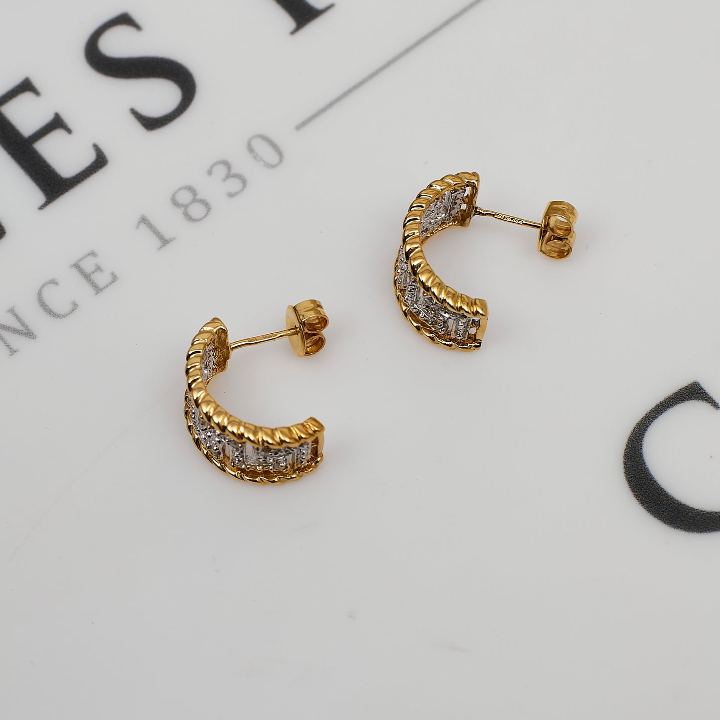 Pre-Owned 9ct Gold & Diamond Greek Key Design Jewellery SET