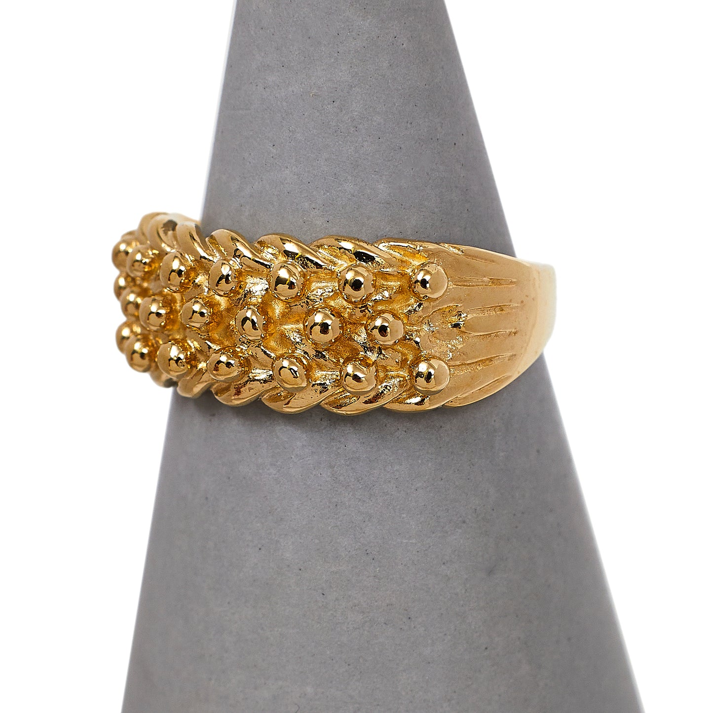 Pre-Owned 9ct Gold 3 Row Shot Ring Size J