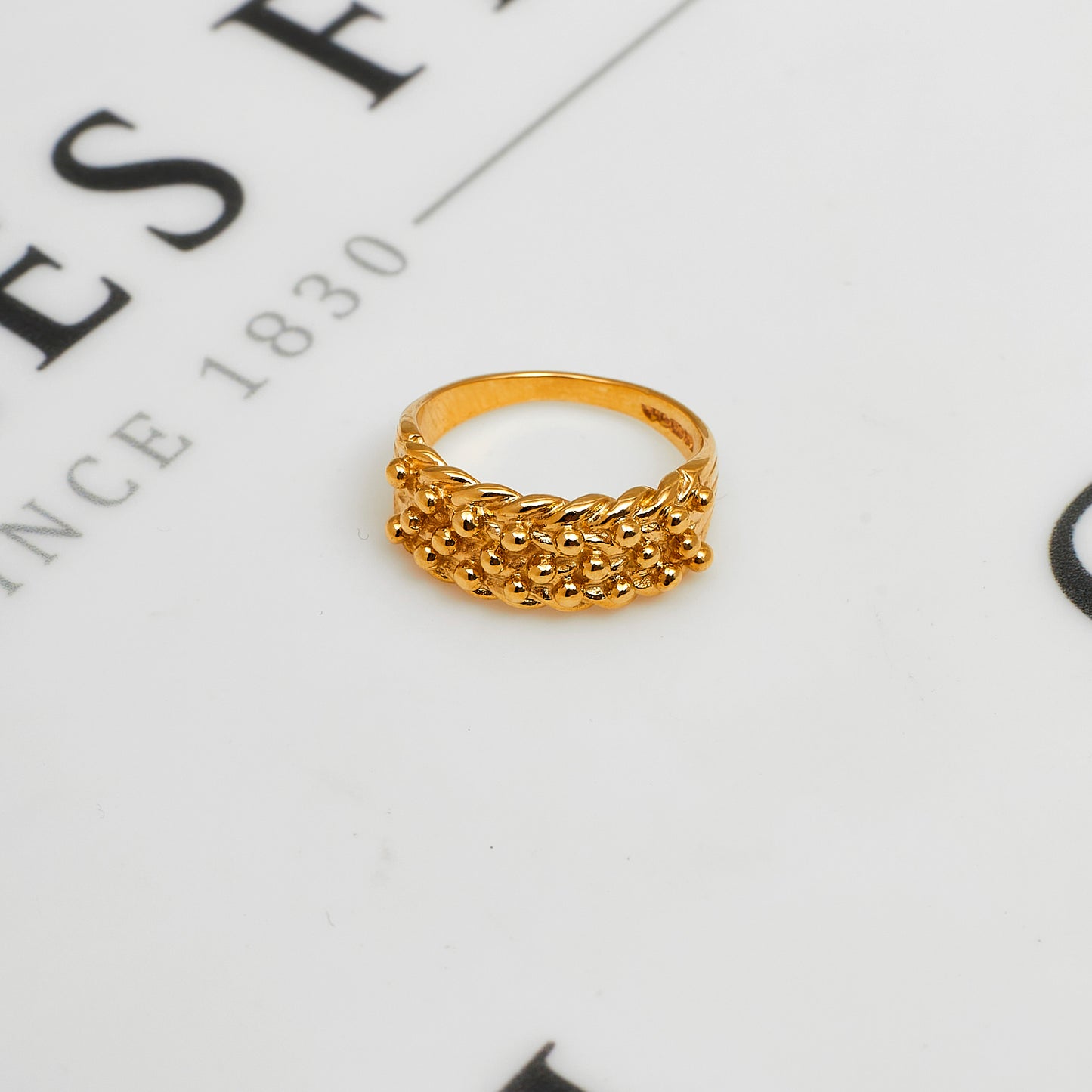 Pre-Owned 9ct Gold 3 Row Shot Ring Size J