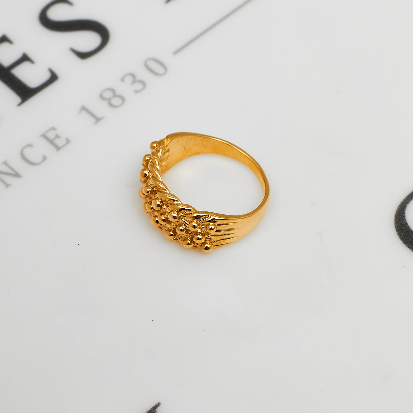 Pre-Owned 9ct Gold 3 Row Shot Ring Size J