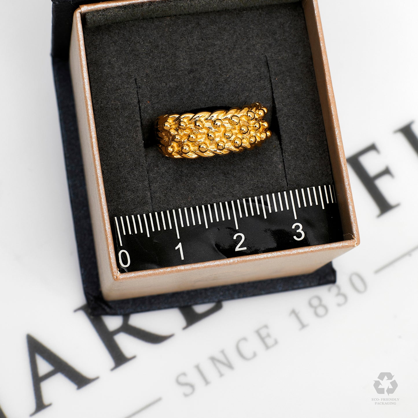 Pre-Owned 9ct Gold 3 Row Shot Ring Size J