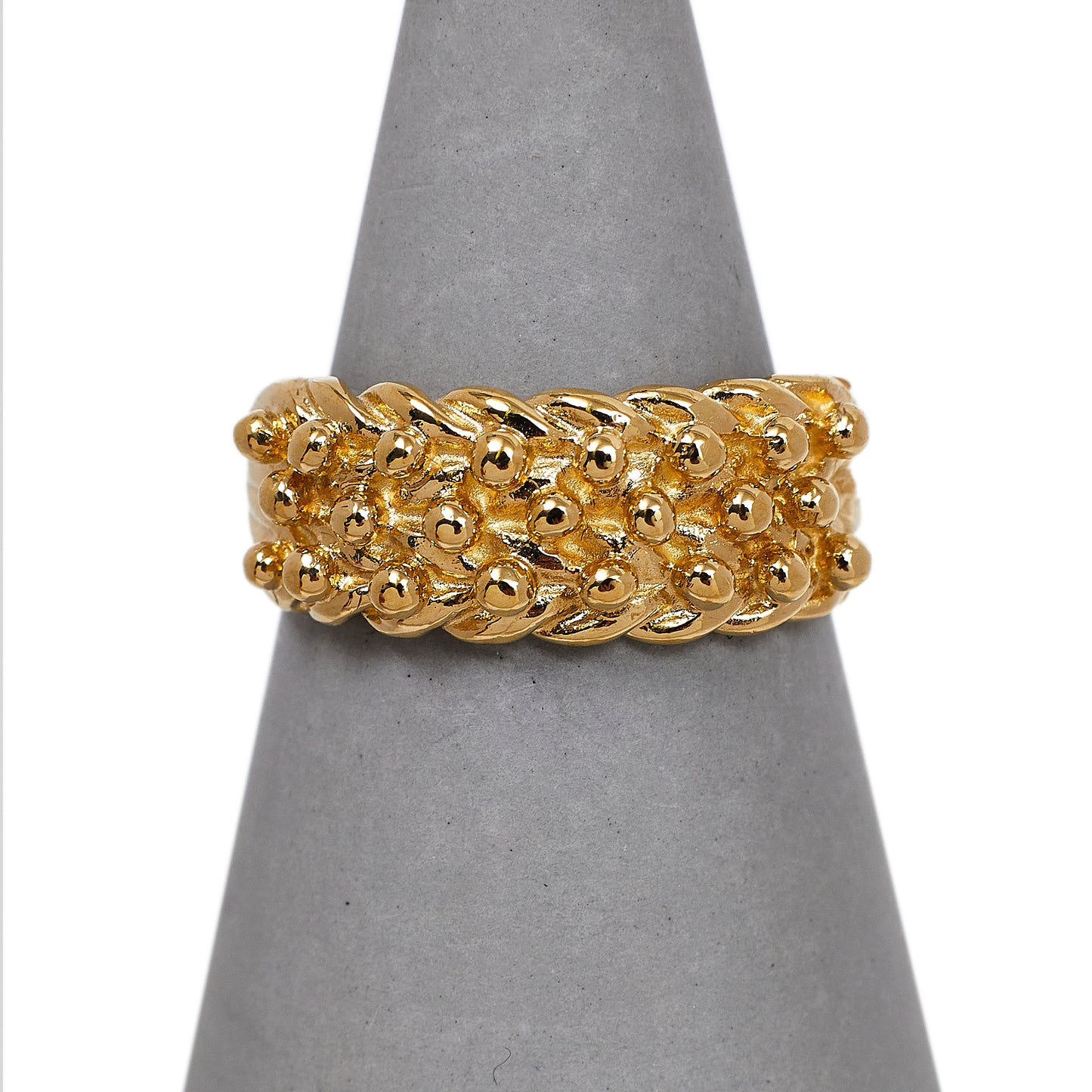 Pre-Owned 9ct Gold 3 Row Shot Ring Size J