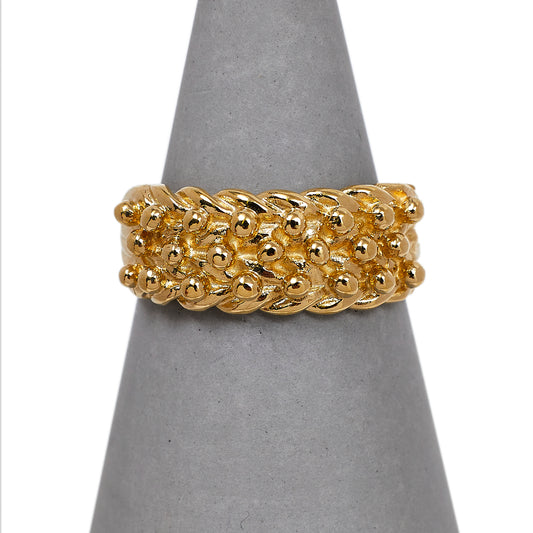 Pre-Owned 9ct Gold 3 Row Shot Ring Size J