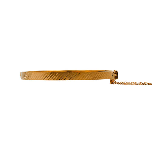 Pre-Owned 9ct Gold Hinged Bangle & Safety Chain 59mm x 59mm