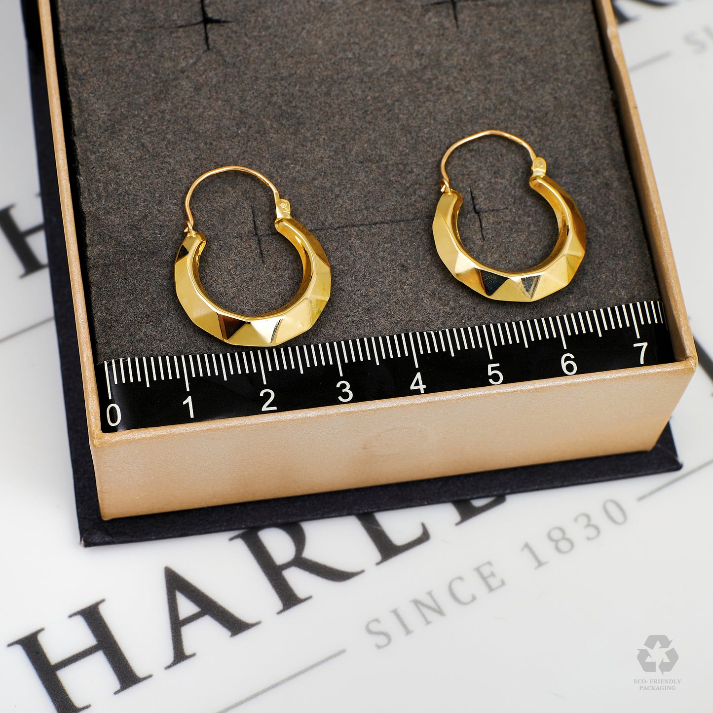 Pre-Owned 9ct Gold Faceted Creole Hoop Earrings