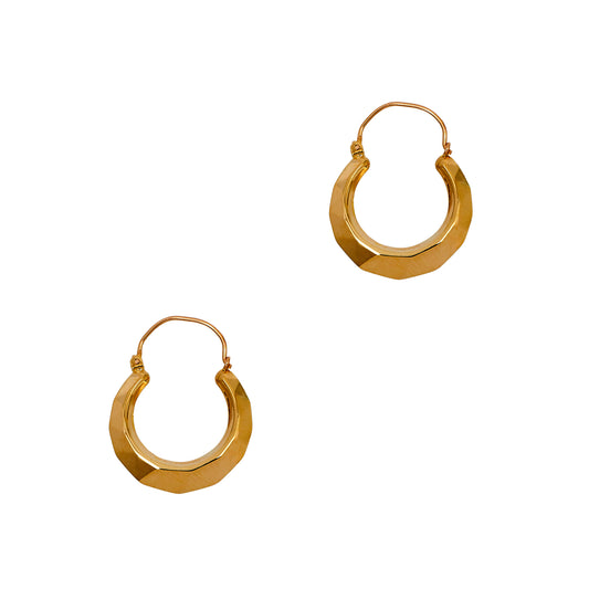 Pre-Owned 9ct Gold Faceted Creole Hoop Earrings