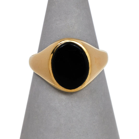 Pre-Owned 9ct Gold Oval Signet Ring Size G.5