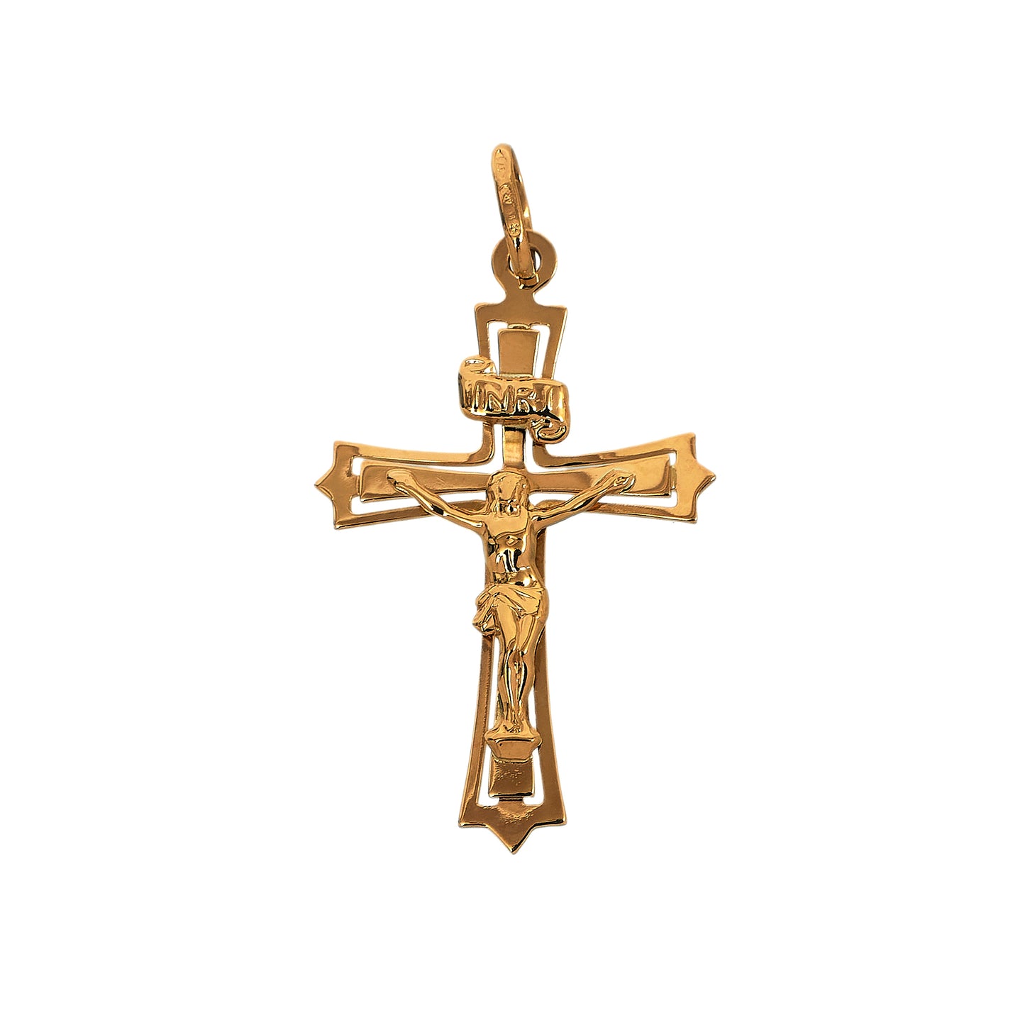 Pre-Owned 9ct Gold Openwork Detail Crucifix Pendant