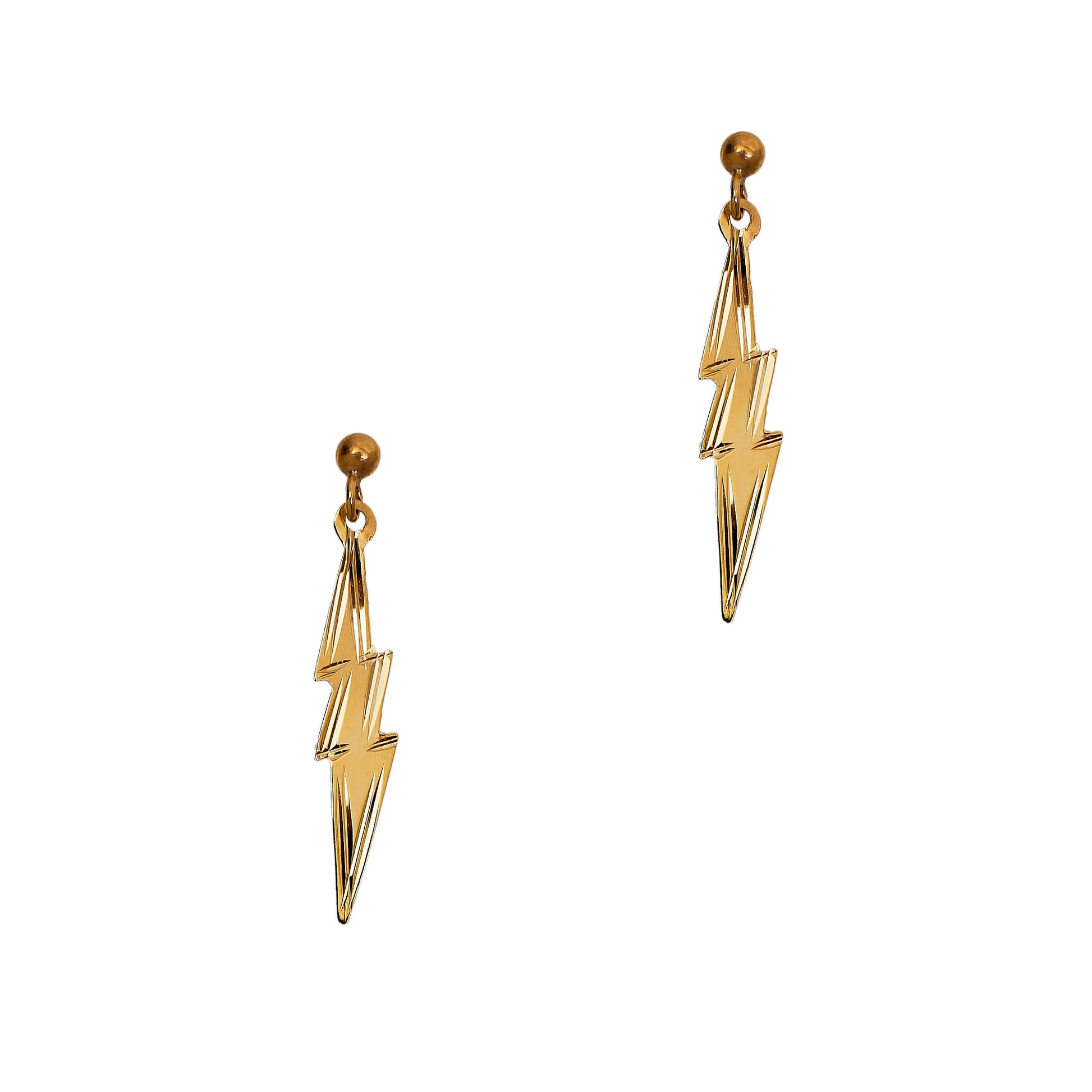 Pre-Owned 9ct Gold Lightning Bolt Drop Earrings