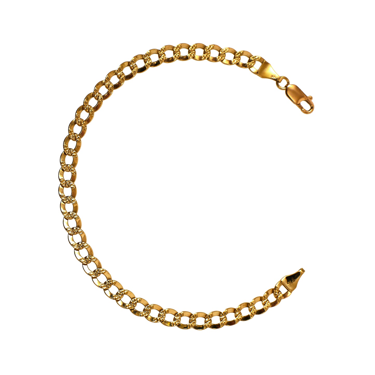 Pre-Owned 9ct Gold Patterned Curb Chain Bracelet 8 Inch