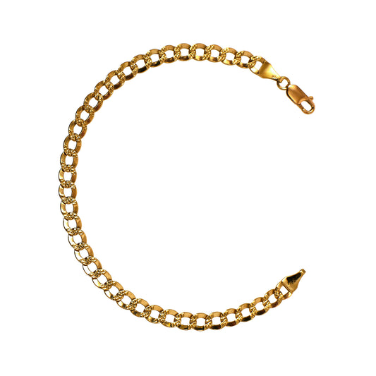 Pre-Owned 9ct Gold Patterned Curb Chain Bracelet 8 Inch