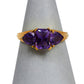 Pre-Owned 9ct Gold 3 Amethyst Ring Size L