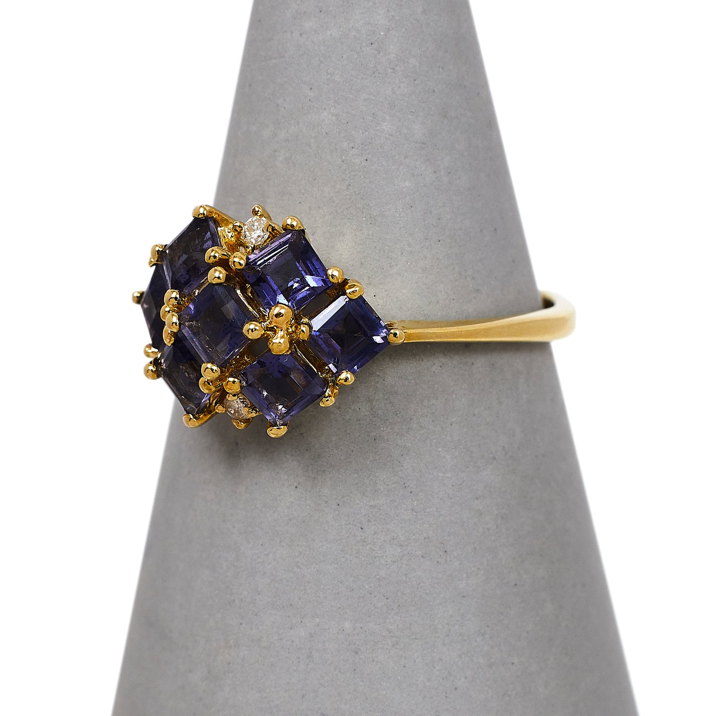 Pre-Owned 7 Tanzanite & 2 Diamond Dress Ring Size L