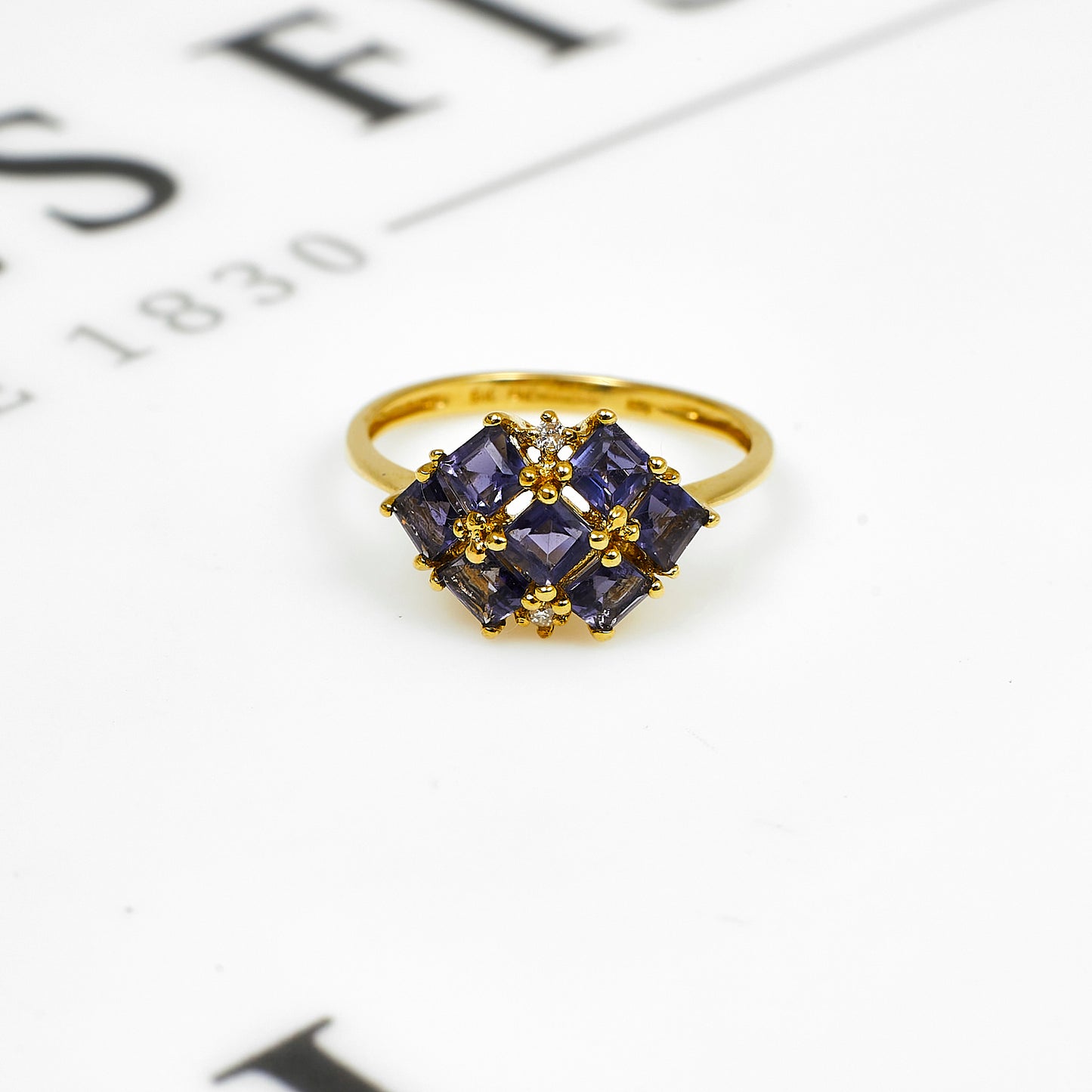 Pre-Owned 7 Tanzanite & 2 Diamond Dress Ring Size L