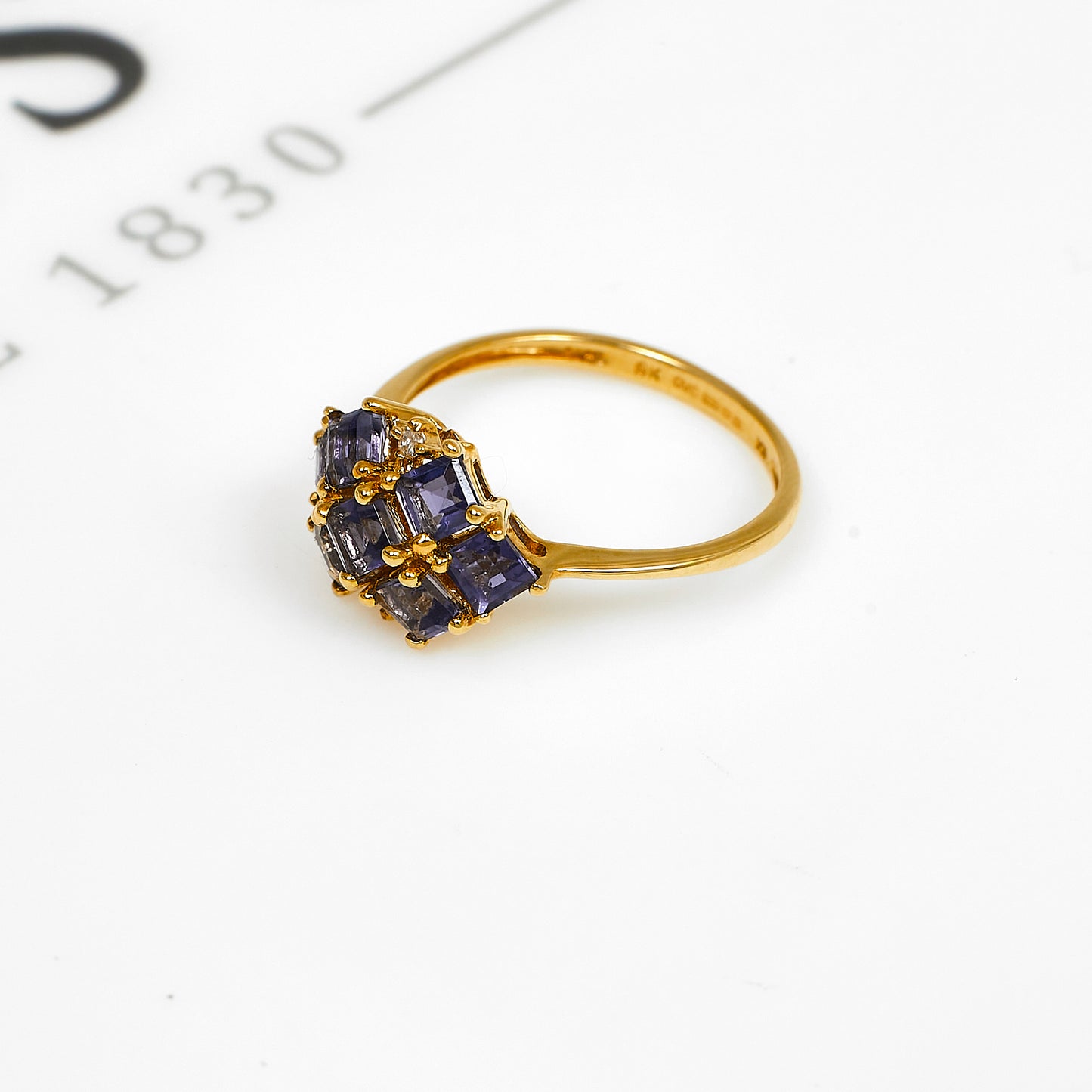 Pre-Owned 7 Tanzanite & 2 Diamond Dress Ring Size L