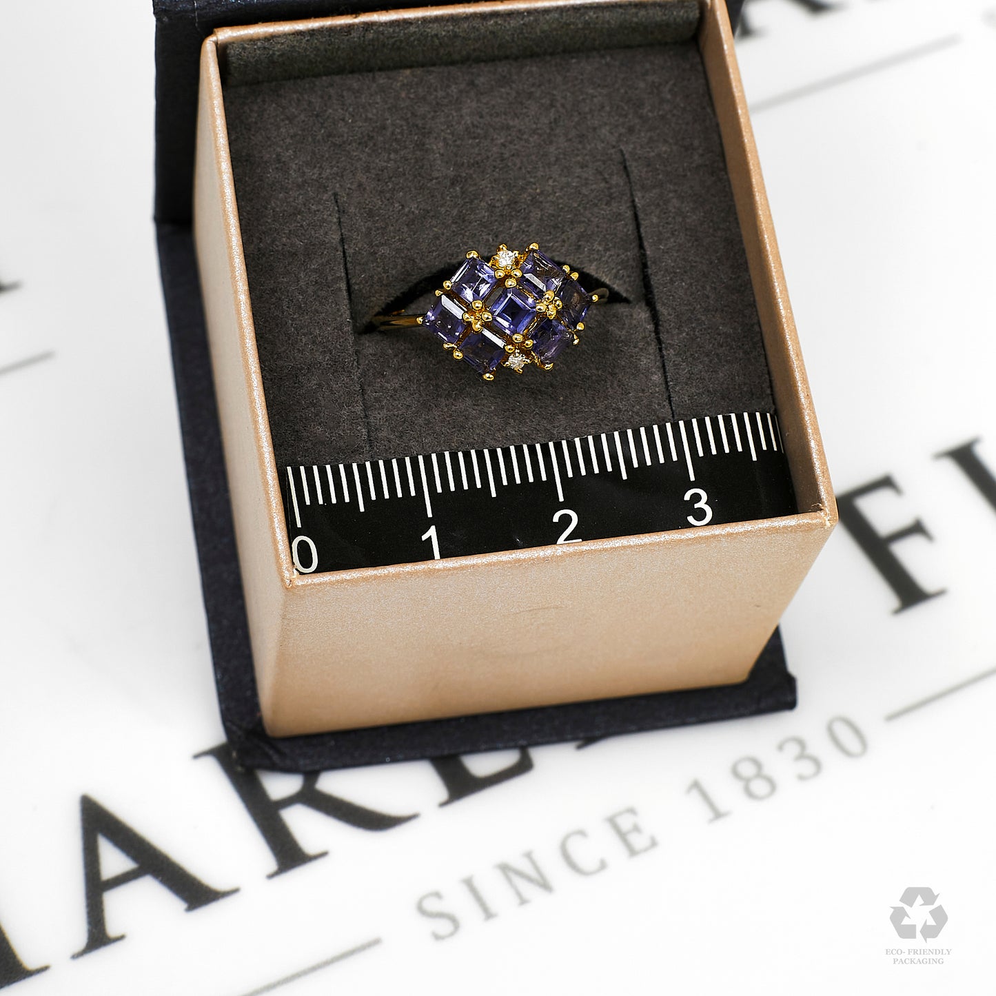 Pre-Owned 7 Tanzanite & 2 Diamond Dress Ring Size L