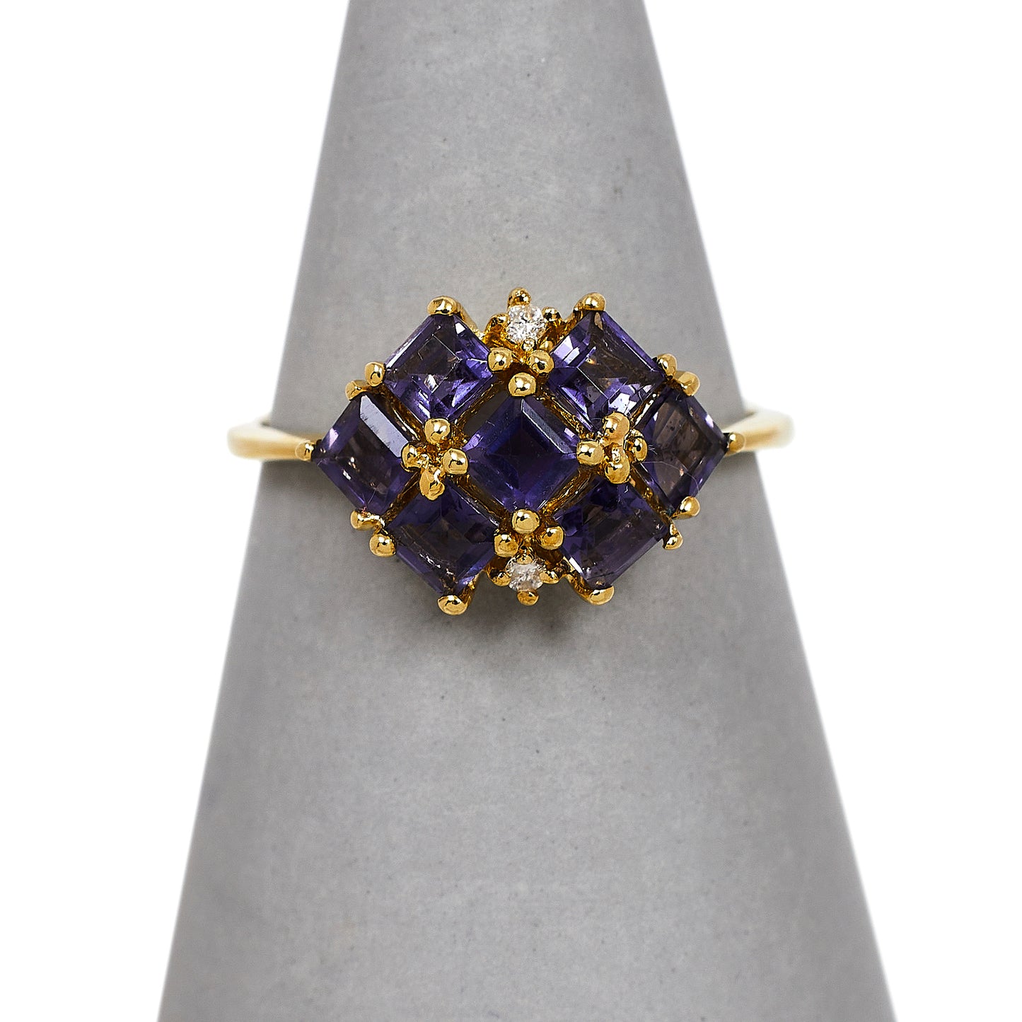 Pre-Owned 7 Tanzanite & 2 Diamond Dress Ring Size L