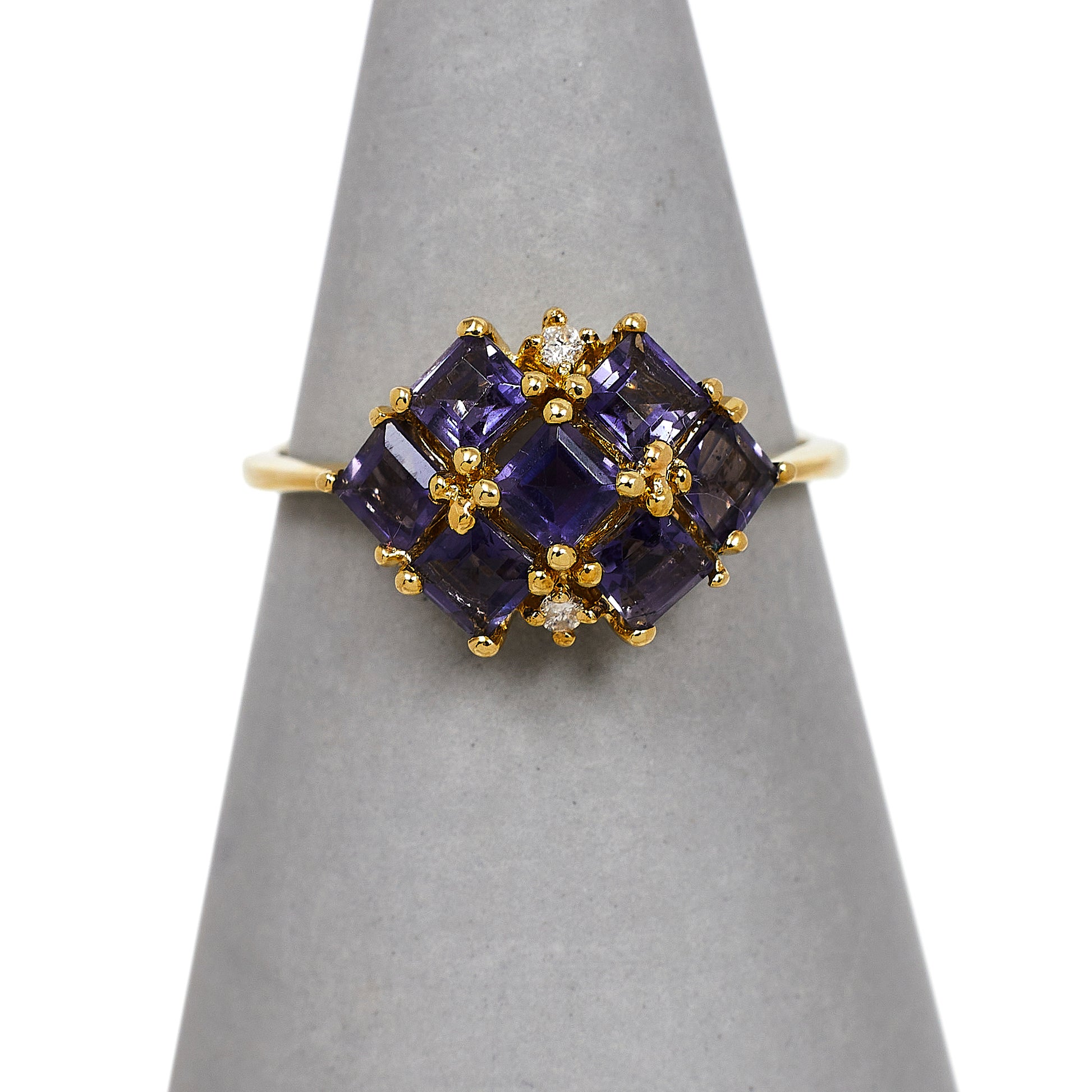 Pre-Owned 7 Tanzanite & 2 Diamond Dress Ring Size L