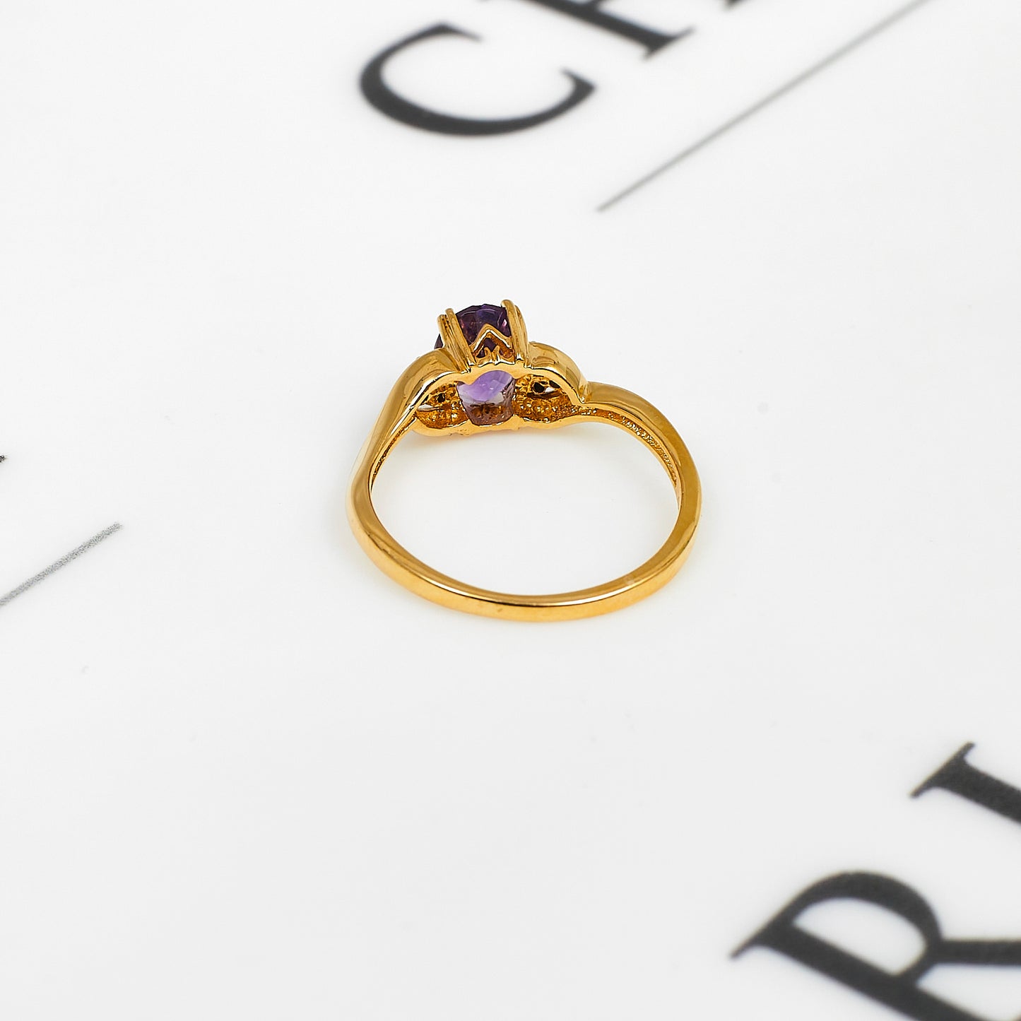 Pre-Owned 9ct Gold Oval Amethyst & Diamond Ring Size L