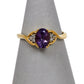 Pre-Owned 9ct Gold Oval Amethyst & Diamond Ring Size L