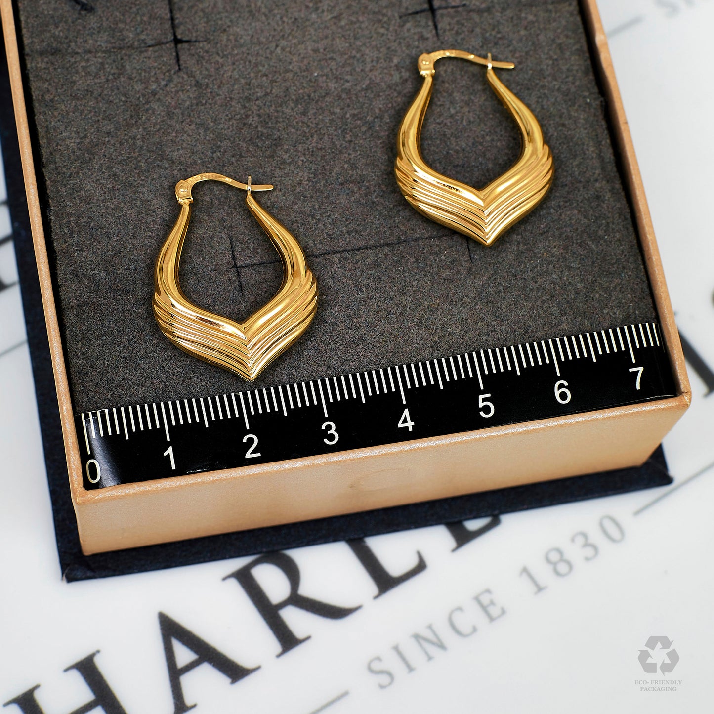 Pre-Owned 9ct Gold Pointed Bottom Creole Hoop Earrings