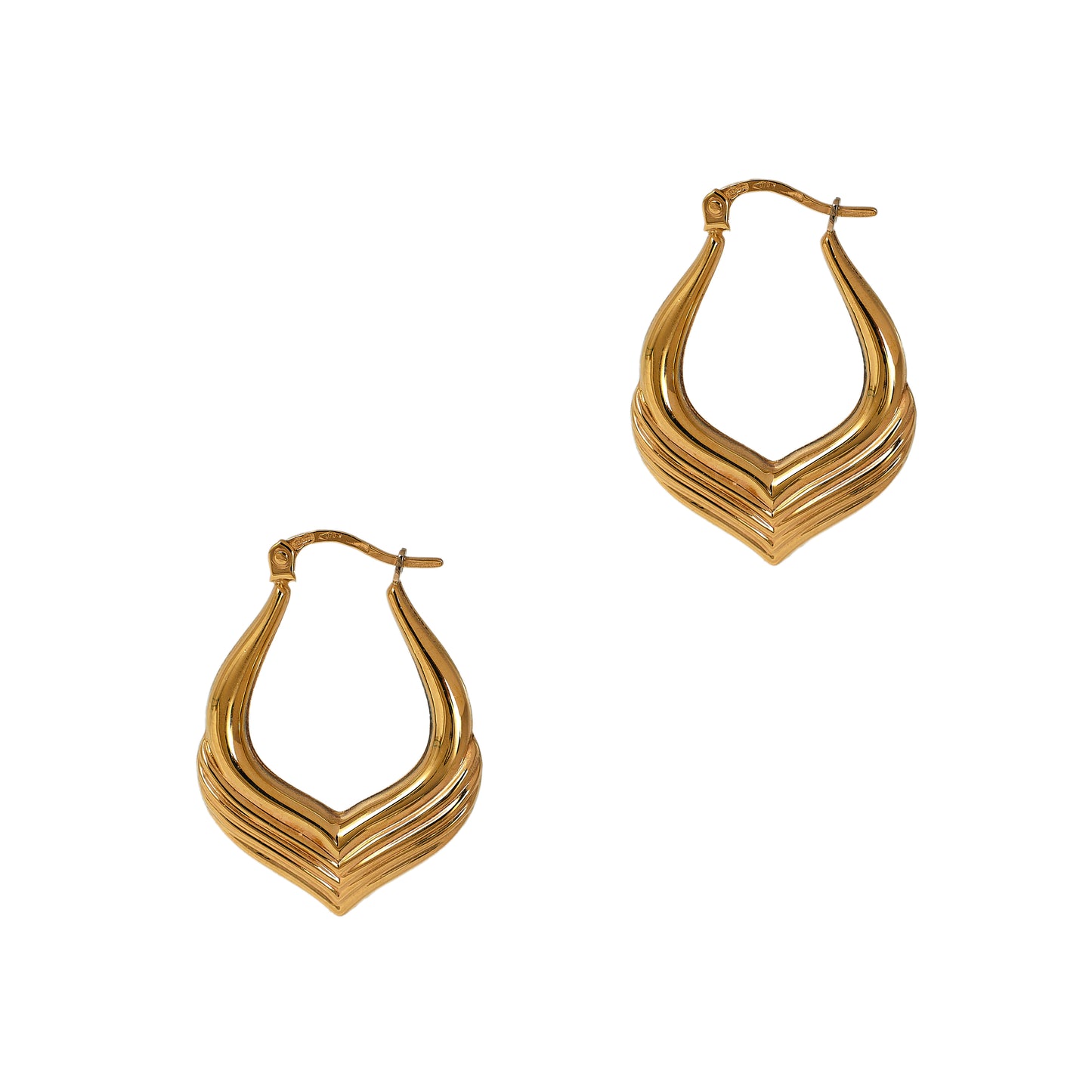 Pre-Owned 9ct Gold Pointed Bottom Creole Hoop Earrings