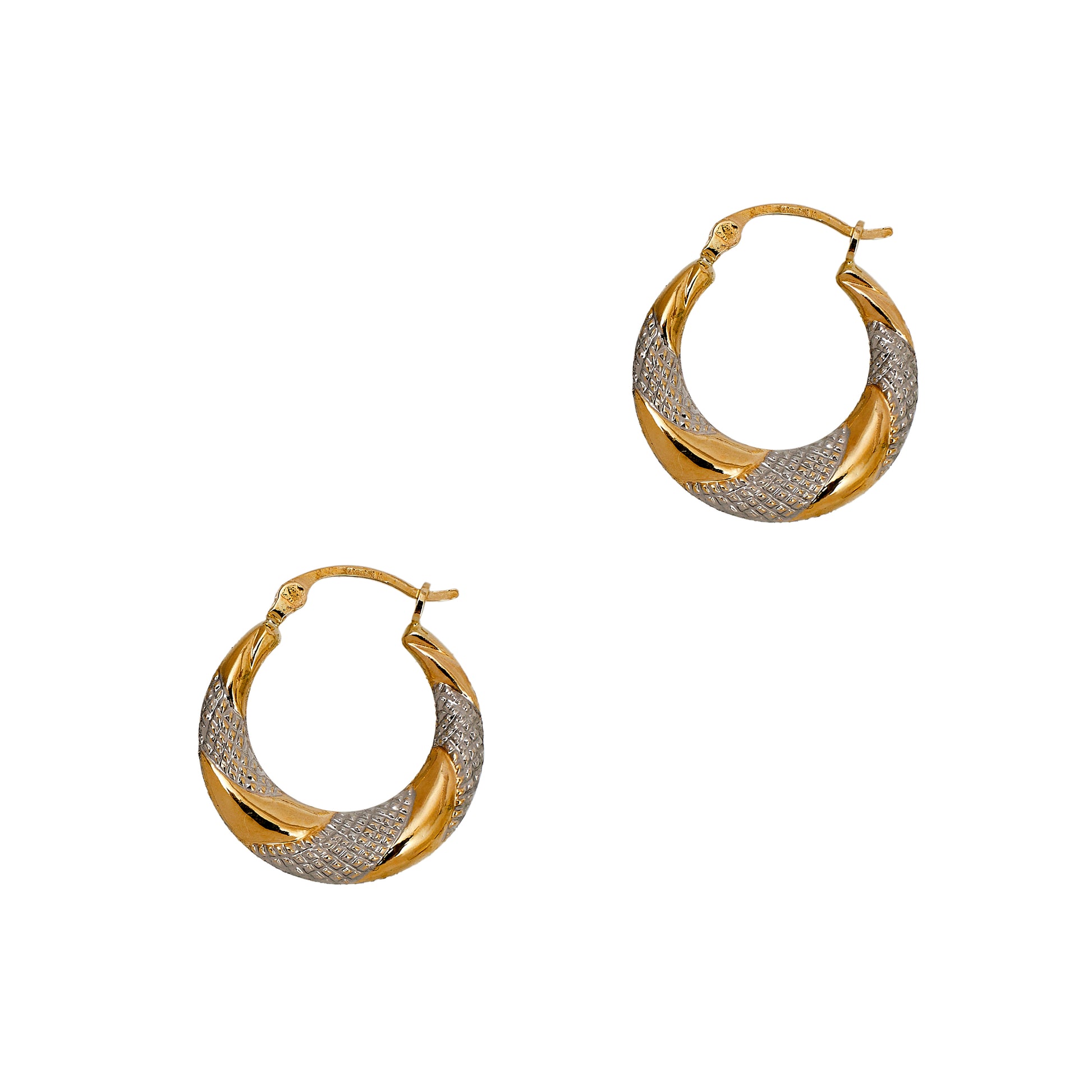 Pre-Owned 9ct Gold 2 Tone Twist Creole Hoop Earrings