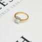 Pre-Owned 14ct Gold Rectangular CZ Dress Ring Size K.5