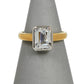 Pre-Owned 14ct Gold Rectangular CZ Dress Ring Size K.5