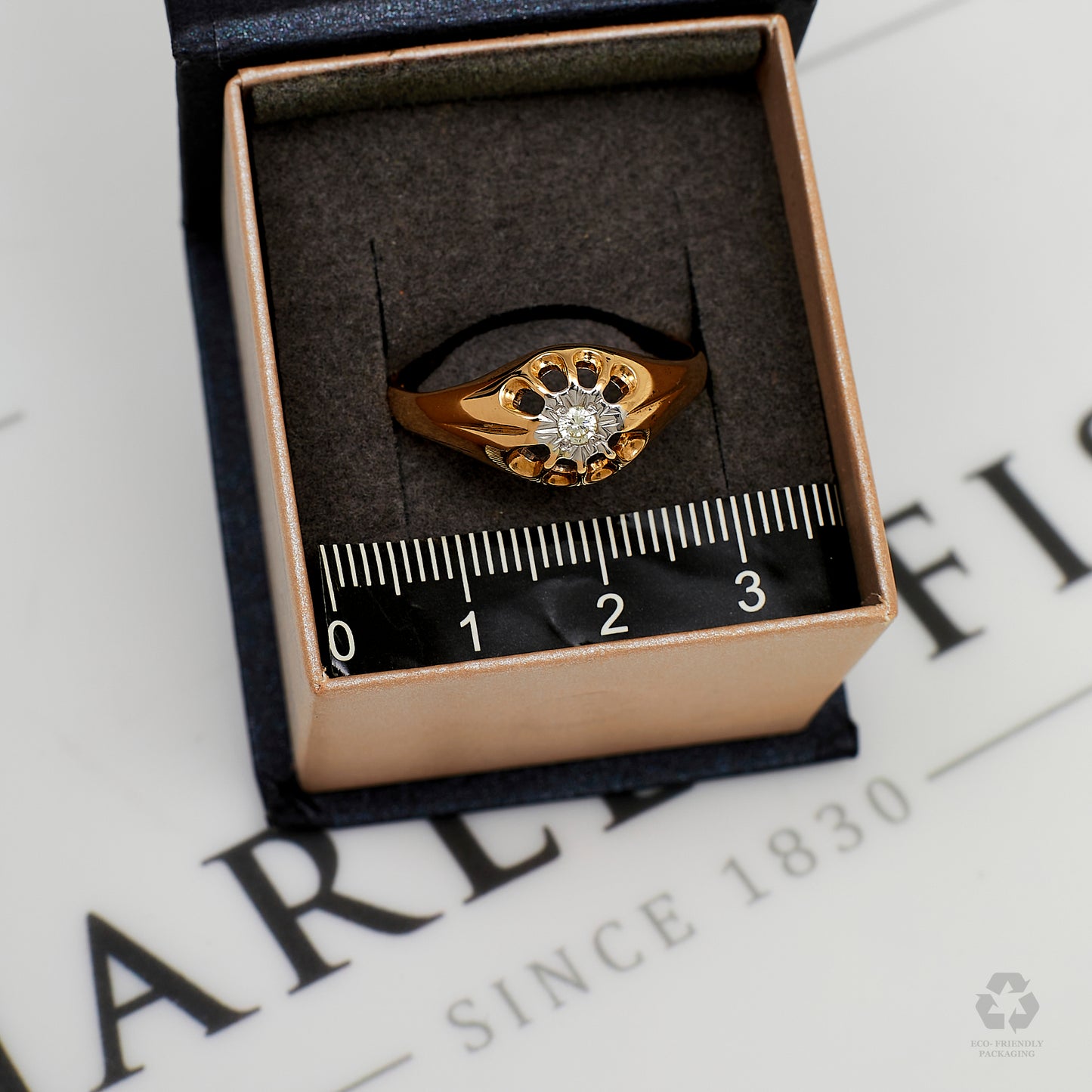 Pre-Owned 9ct Gold Illusion Set Diamond Gypsy Ring Size W