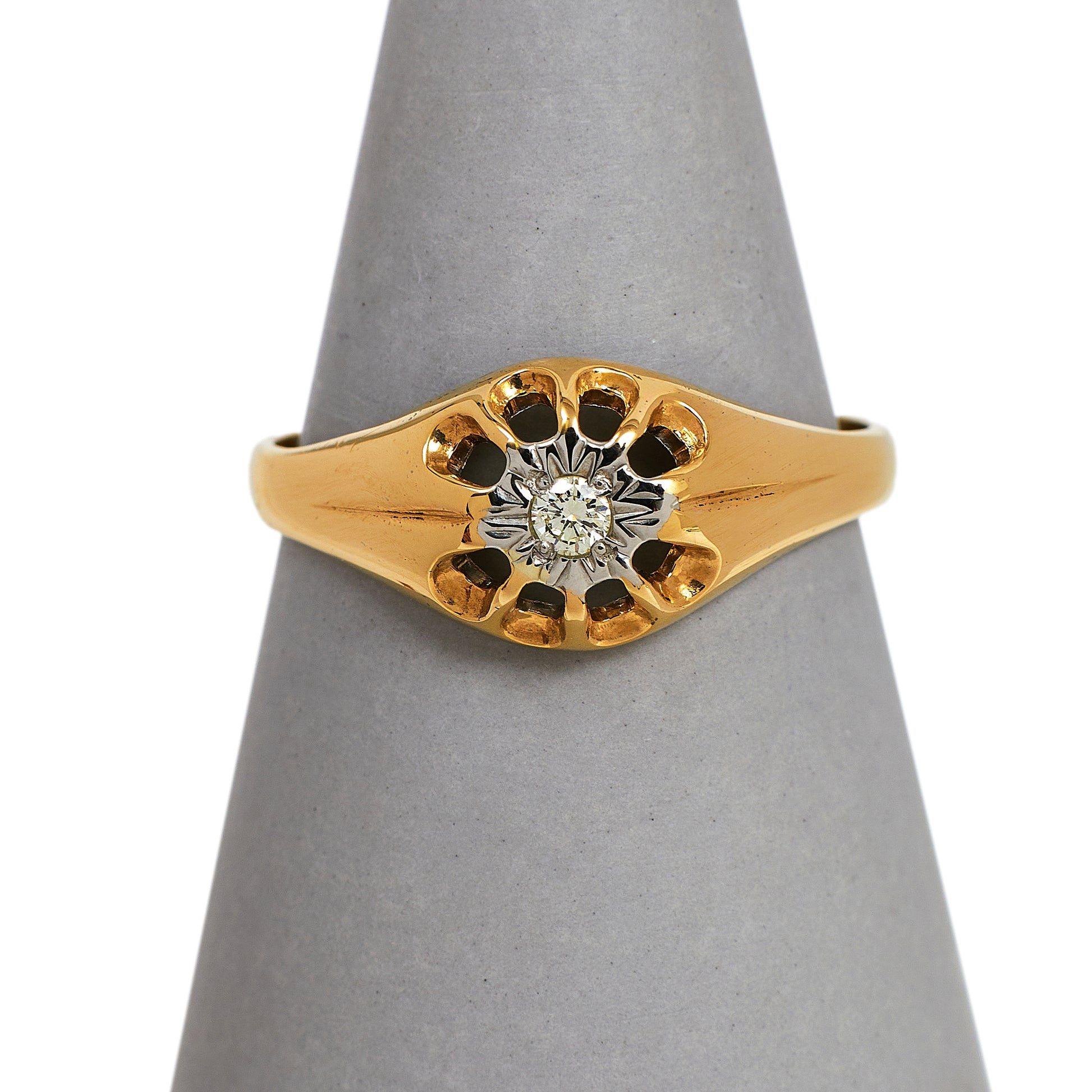 Pre-Owned 9ct Gold Illusion Set Diamond Gypsy Ring Size W