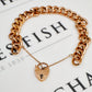 Pre-Owned 9ct Gold Curb Chain Bracelet & Heart Padlock