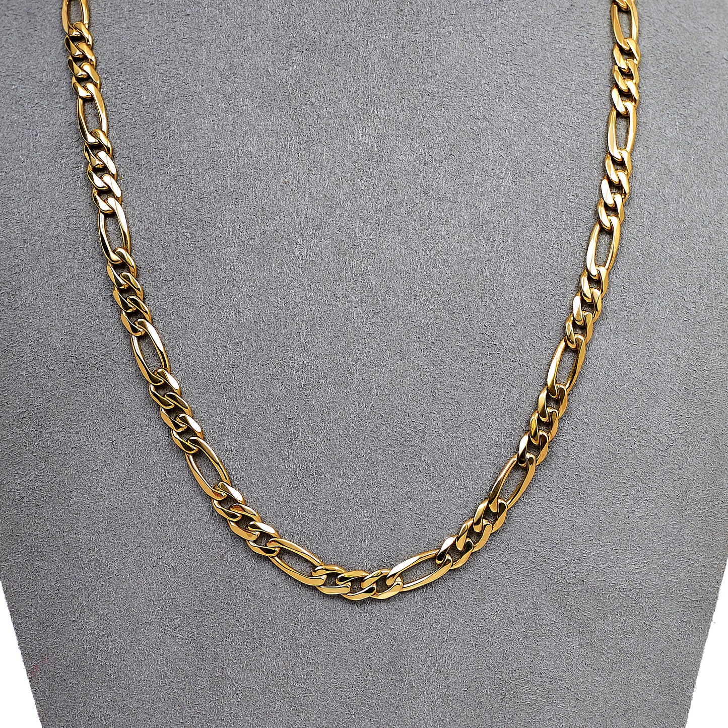 Pre-Owned 9ct Gold 3+1 Figaro Necklace 18 Inch