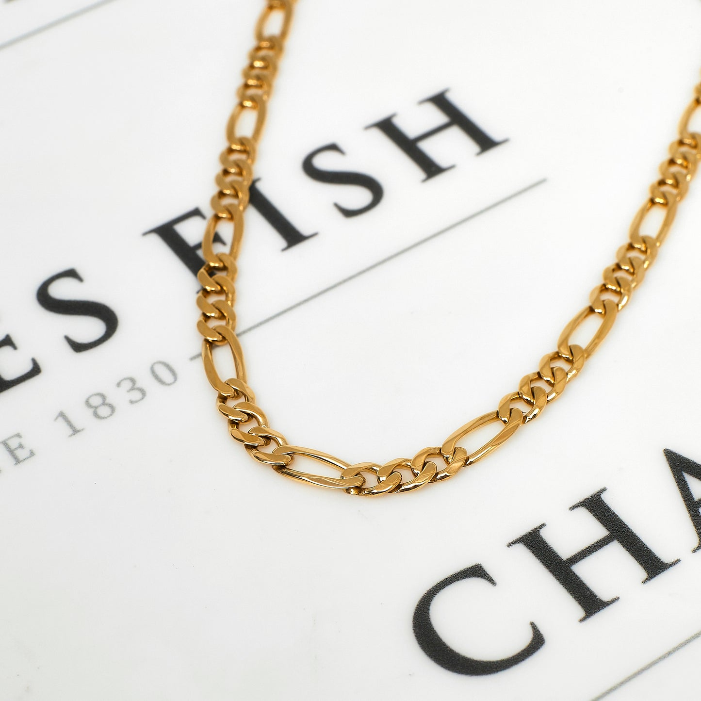 Pre-Owned 9ct Gold 3+1 Figaro Necklace 18 Inch
