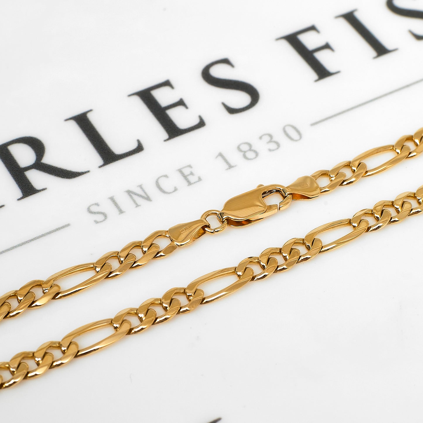 Pre-Owned 9ct Gold 3+1 Figaro Necklace 18 Inch