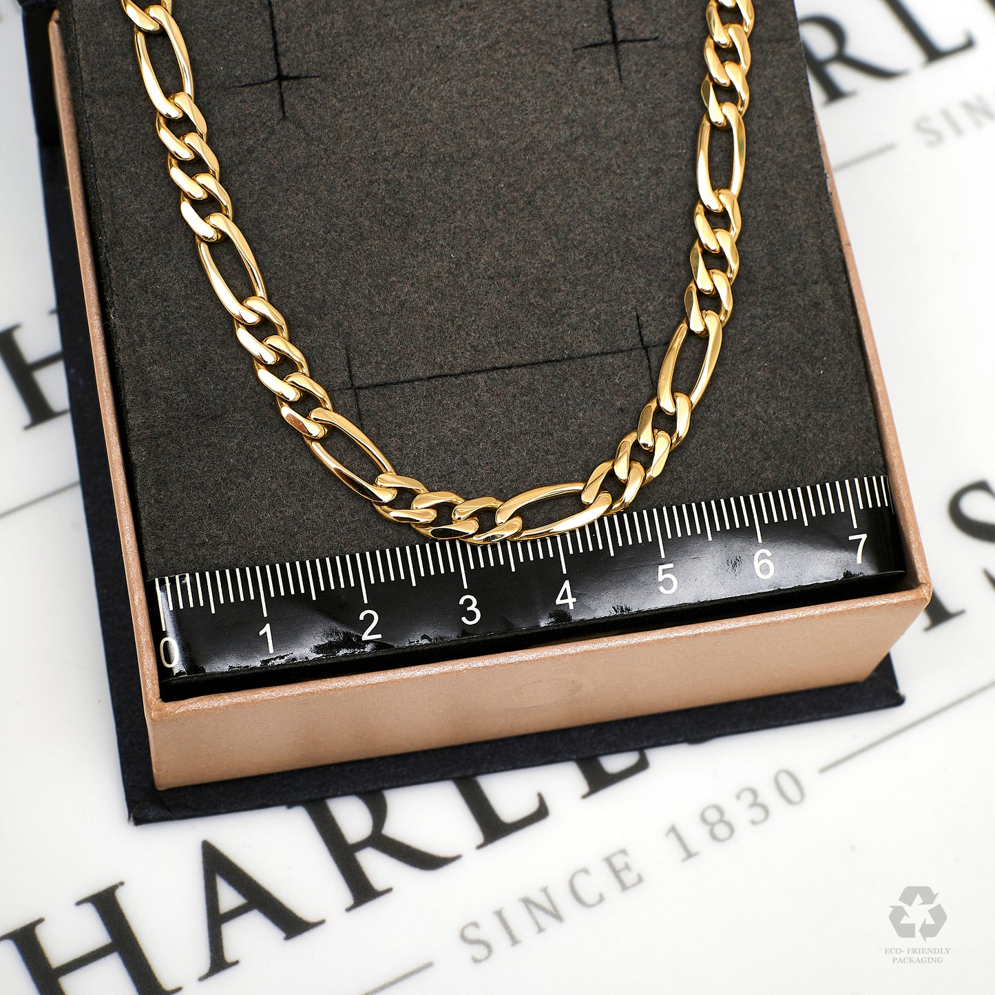 Pre-Owned 9ct Gold 3+1 Figaro Necklace 18 Inch