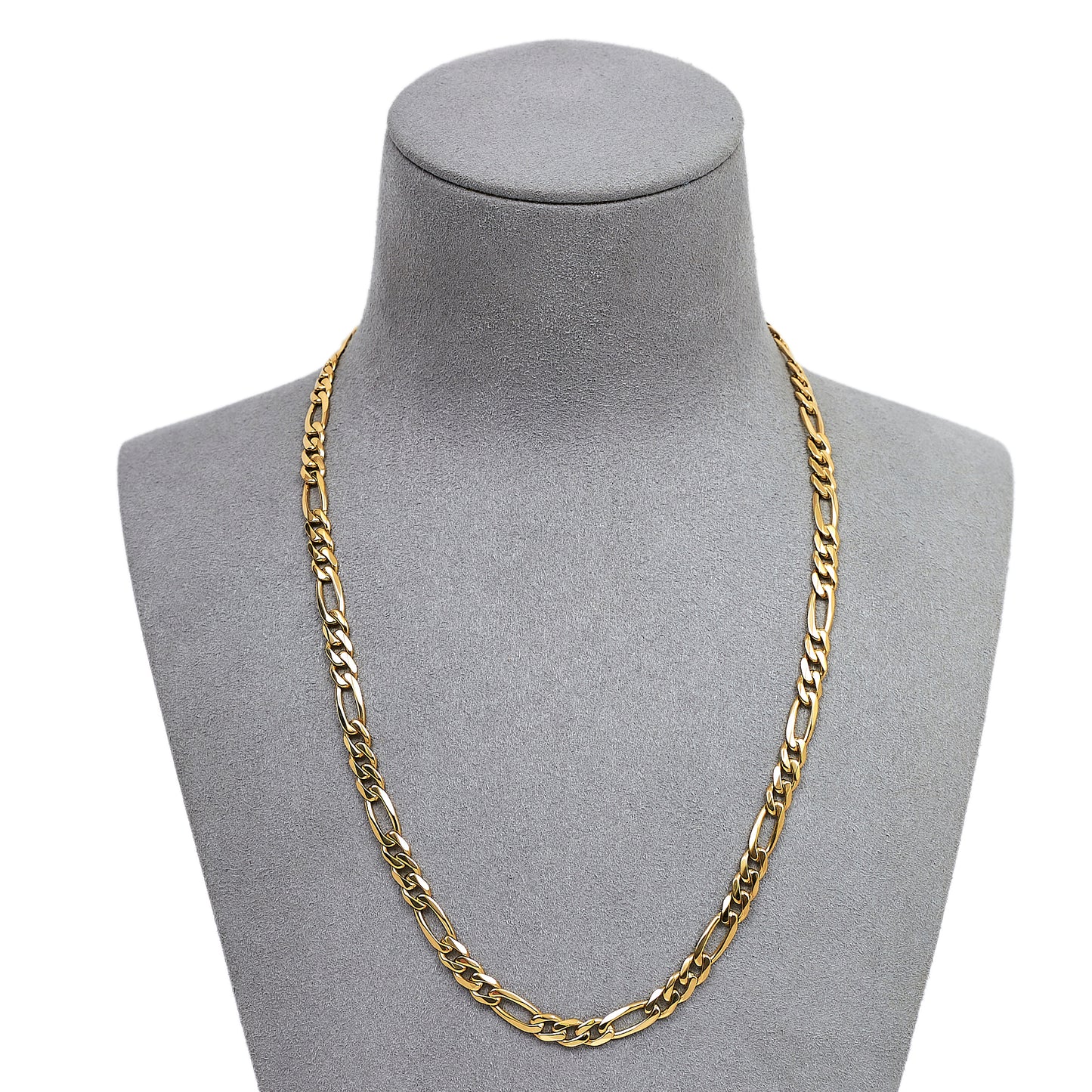 Pre-Owned 9ct Gold 3+1 Figaro Necklace 18 Inch