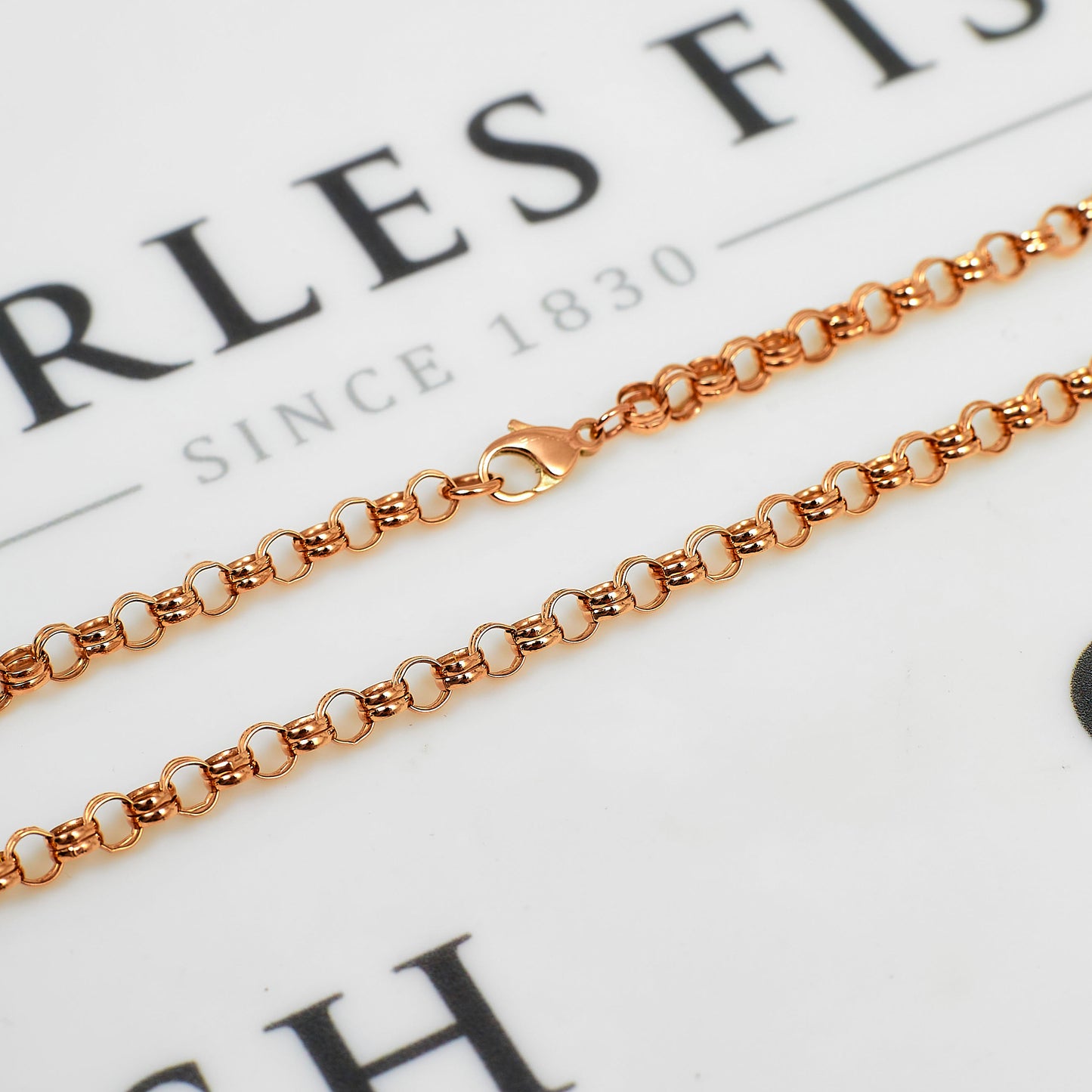 Pre-Owned 9ct Rose Gold Double Row Belcher Chain Necklace