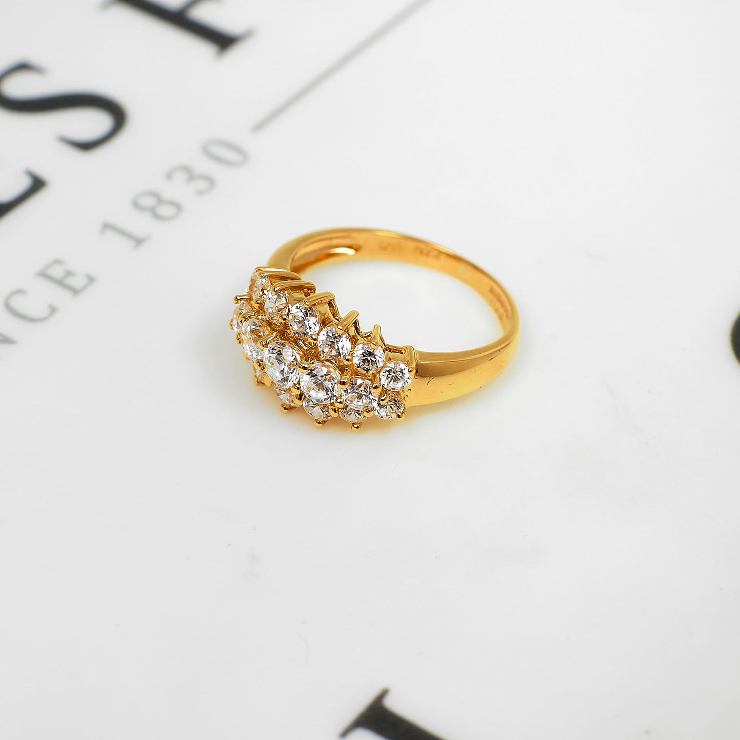 Pre-Owned 14ct Gold CZ Dress Ring Size N