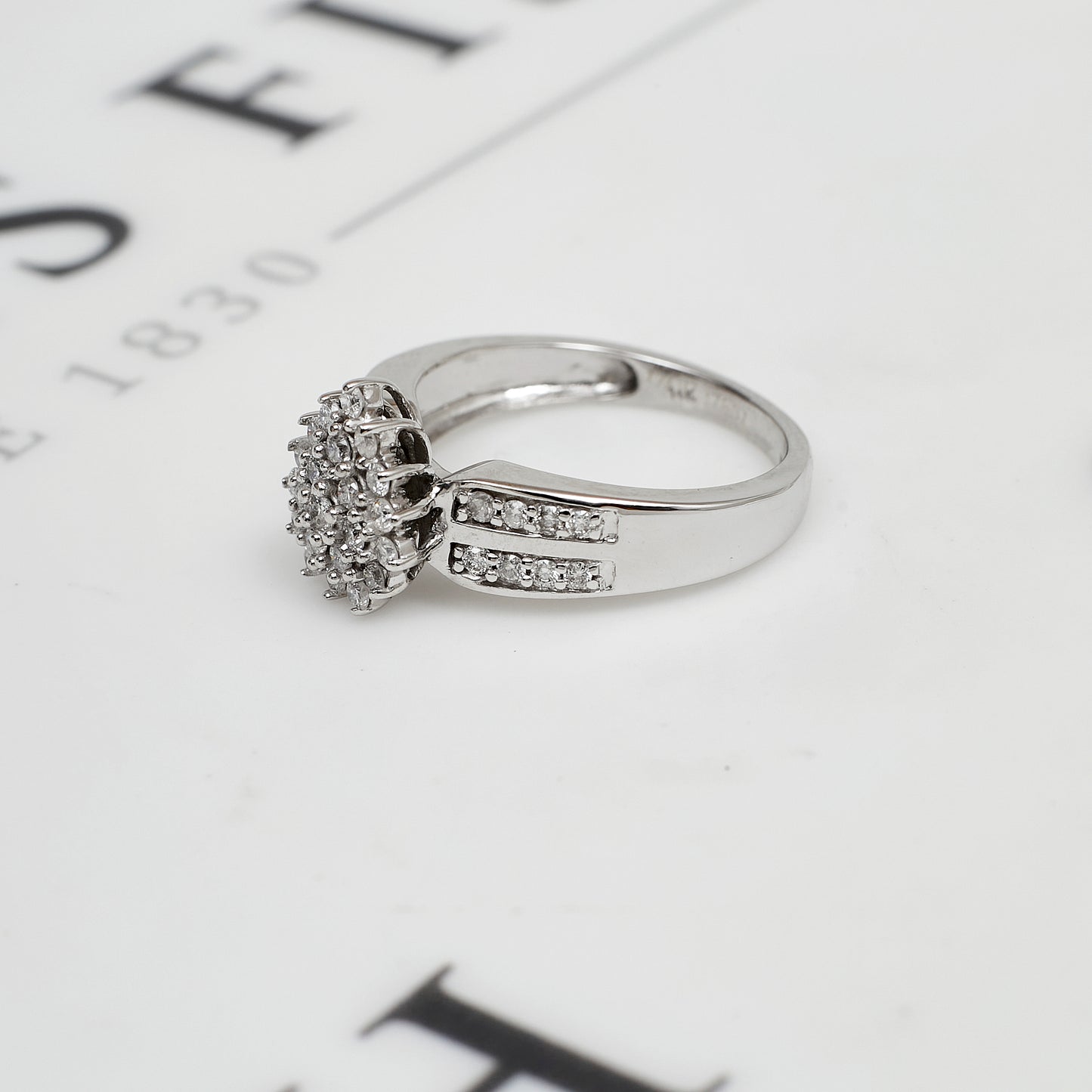 Pre-Owned 14ct White Gold Diamond Pear Shape Cluster Ring