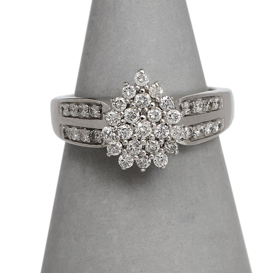 Pre-Owned 14ct White Gold Diamond Pear Shape Cluster Ring