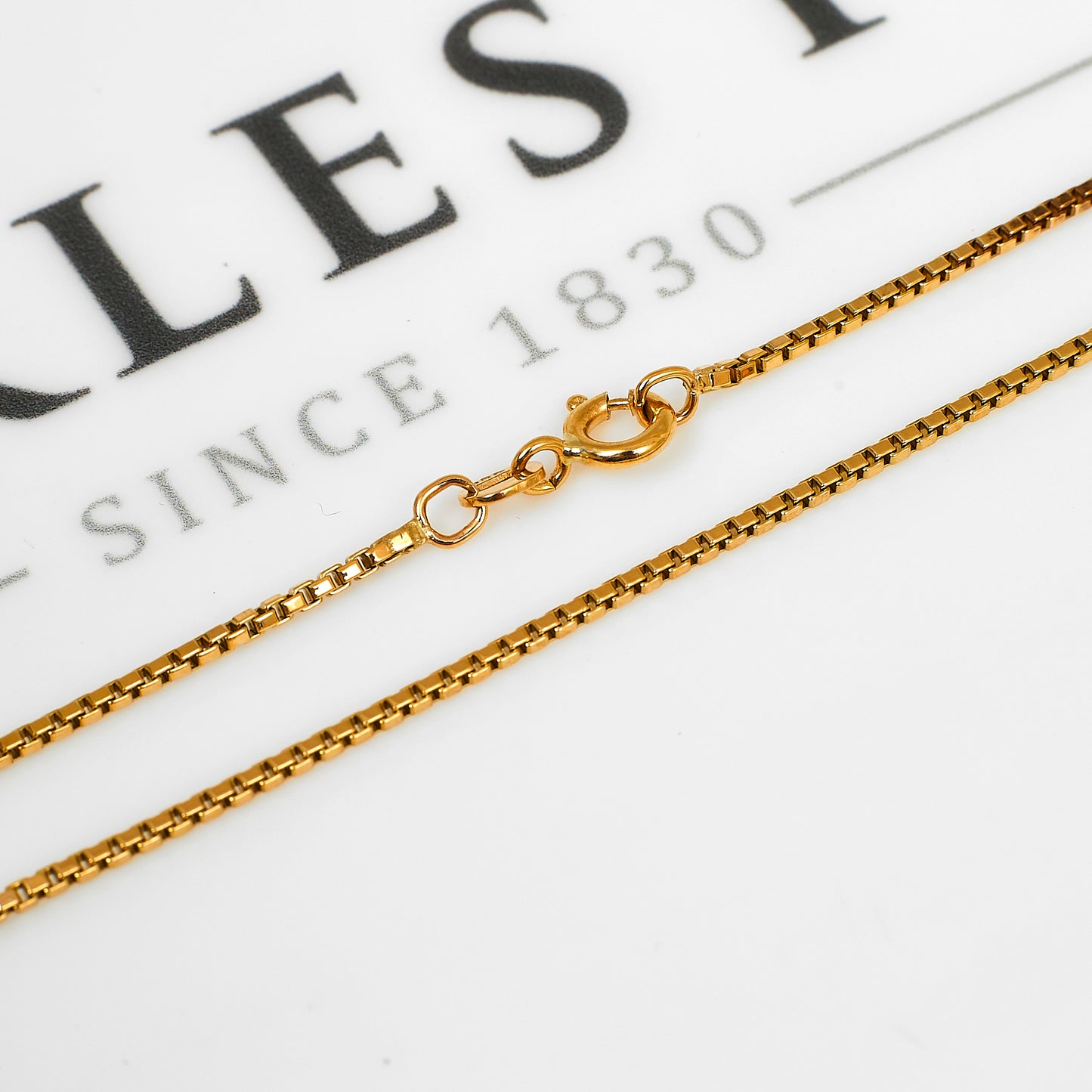 Pre-Owned 9ct Gold Box Link Necklace 16 Inch