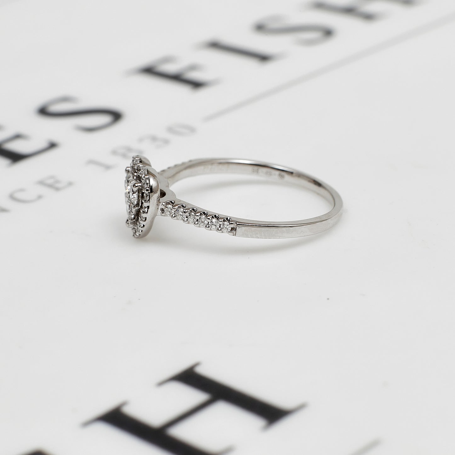 Pre-Owned 9ct White Gold Diamond Heart Cluster Ring Size P