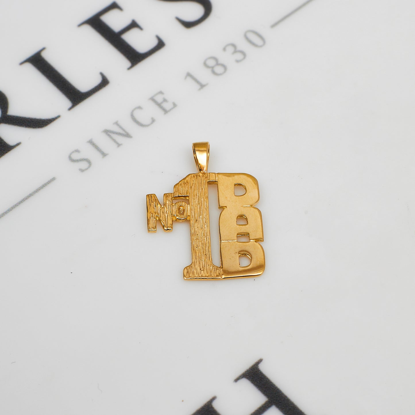 Pre-Owned 9ct Gold Multi Texture No 1 DAD Pendant