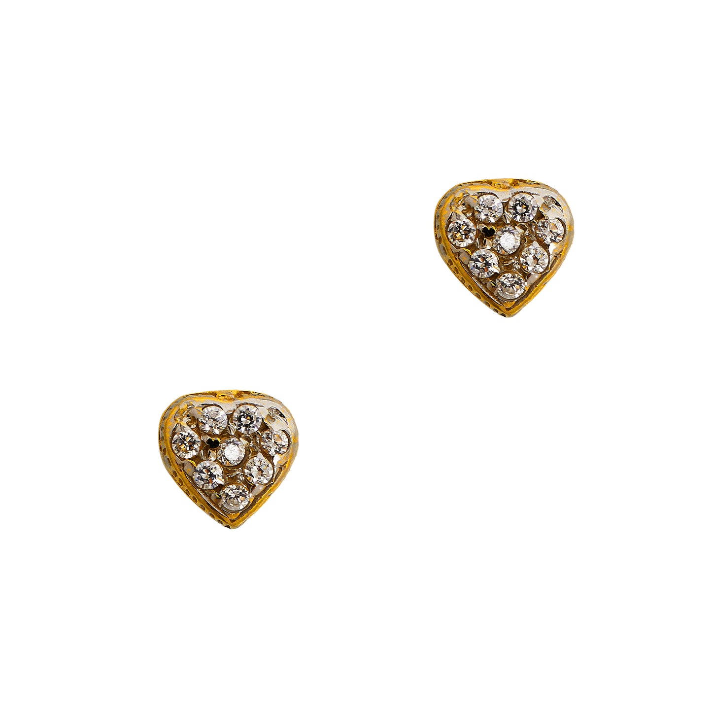 Pre-Owned 9ct Gold CZ Set Heart Shape Stud Earrings