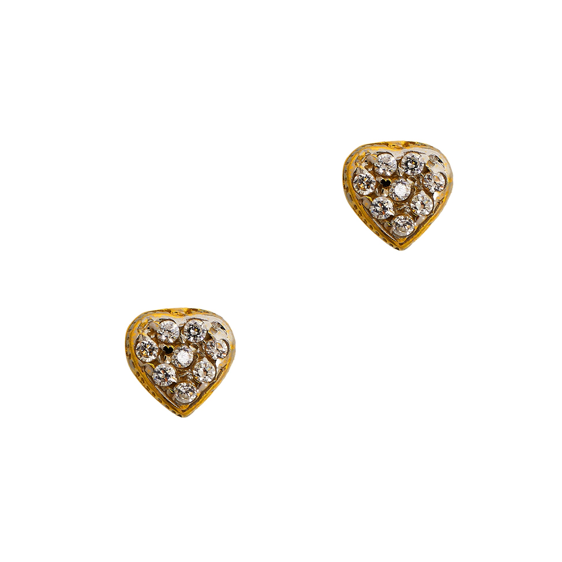 Pre-Owned 9ct Gold CZ Set Heart Shape Stud Earrings