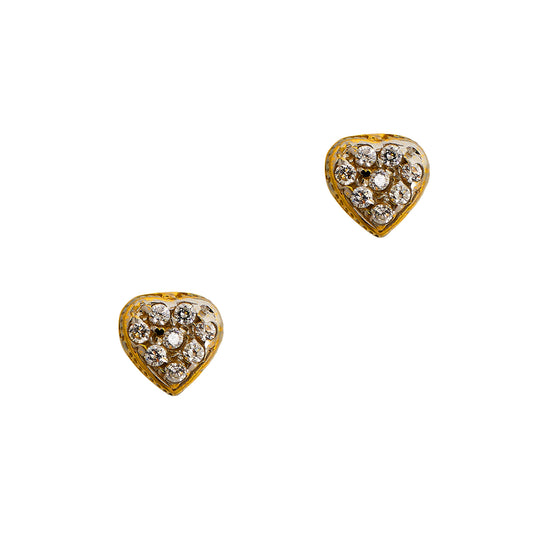 Pre-Owned 9ct Gold CZ Set Heart Shape Stud Earrings