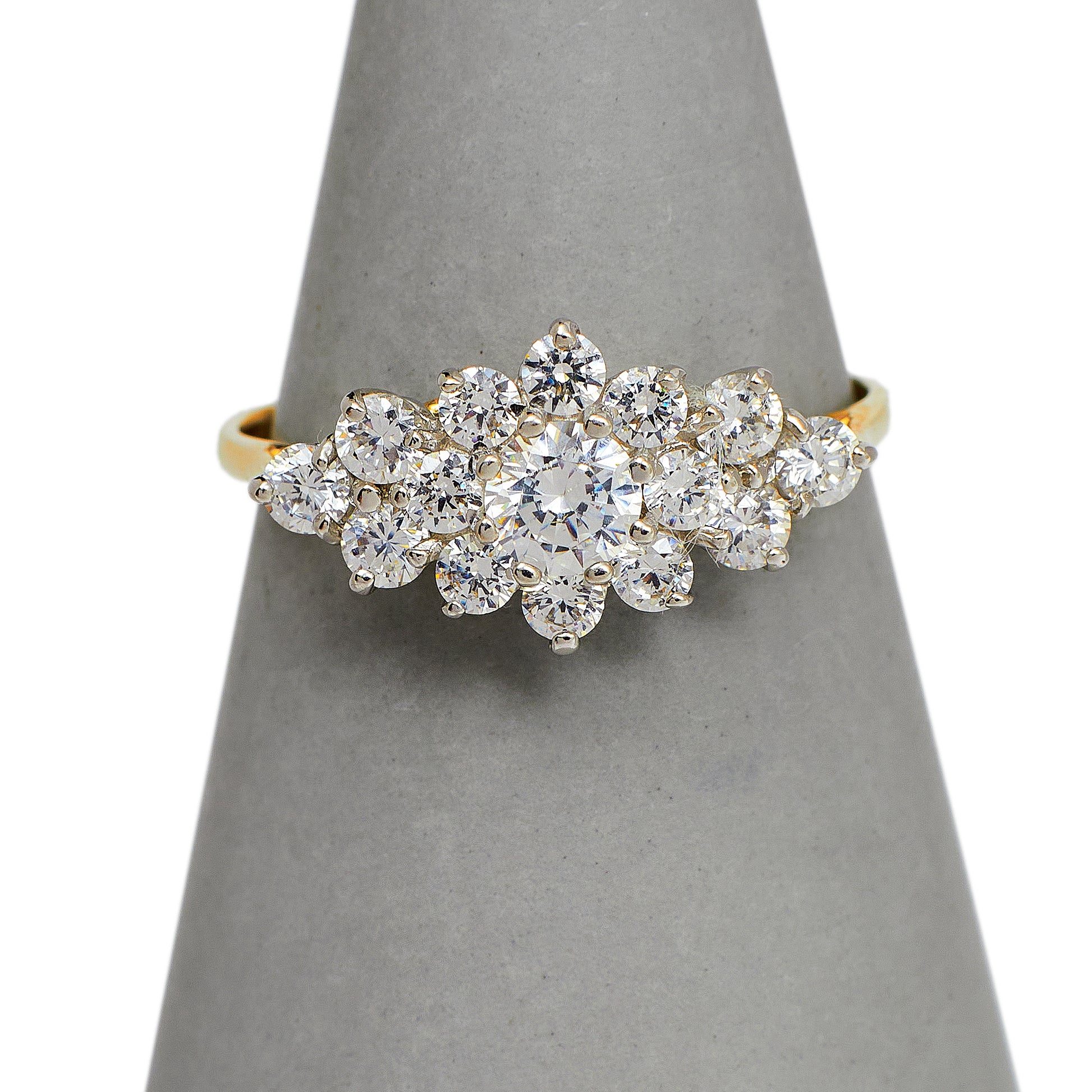Pre-Owned 9ct Gold & CZ Ellipse Shape Dress Ring Size P