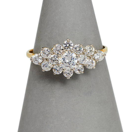 Pre-Owned 9ct Gold & CZ Ellipse Shape Dress Ring Size P