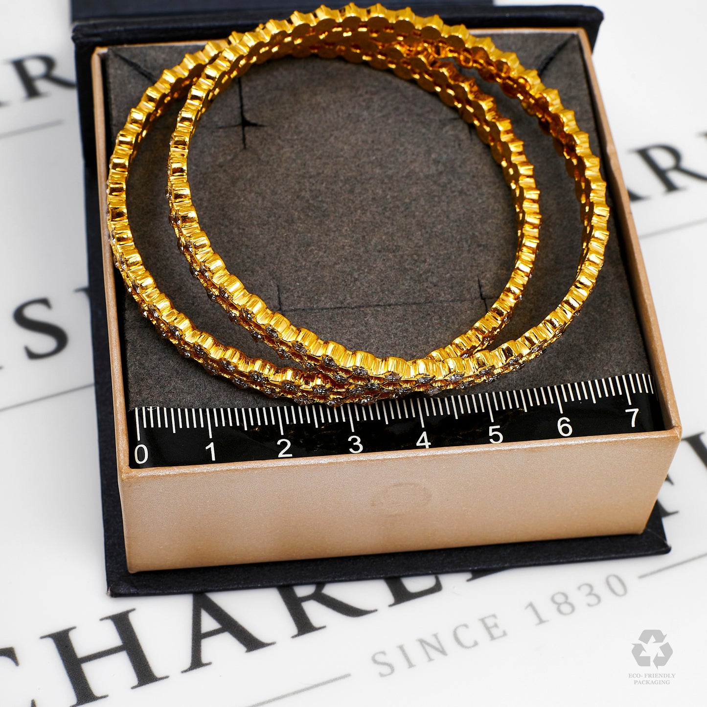 Pre-Owned 22ct Gold CZ Bangles Set Of 2